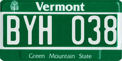VT license plate BYH038