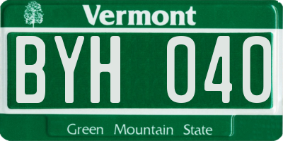 VT license plate BYH040
