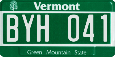 VT license plate BYH041