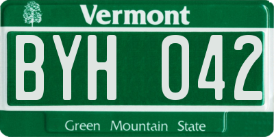VT license plate BYH042