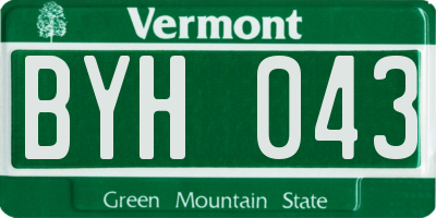 VT license plate BYH043