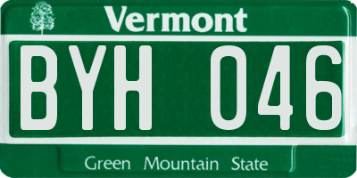VT license plate BYH046