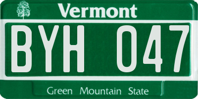 VT license plate BYH047