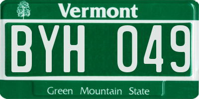 VT license plate BYH049