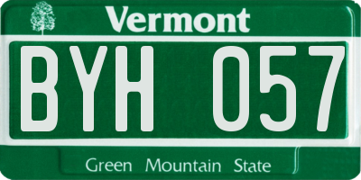 VT license plate BYH057