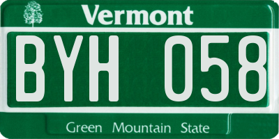 VT license plate BYH058