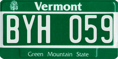 VT license plate BYH059