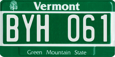 VT license plate BYH061