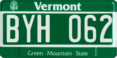 VT license plate BYH062