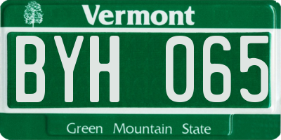 VT license plate BYH065