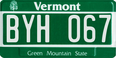 VT license plate BYH067