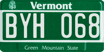 VT license plate BYH068
