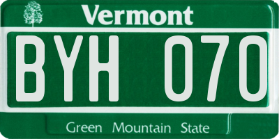 VT license plate BYH070