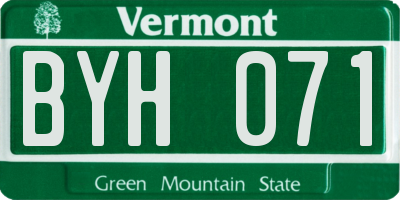 VT license plate BYH071