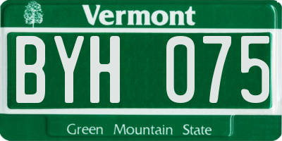 VT license plate BYH075