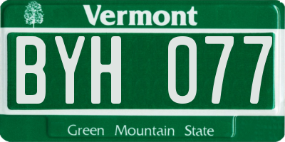 VT license plate BYH077