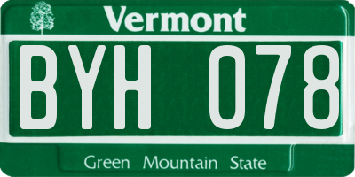 VT license plate BYH078