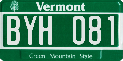 VT license plate BYH081