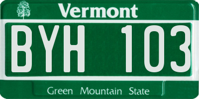 VT license plate BYH103