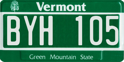 VT license plate BYH105