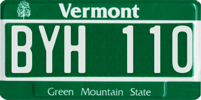 VT license plate BYH110