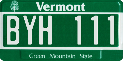 VT license plate BYH111