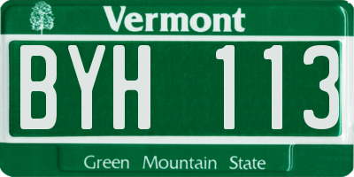 VT license plate BYH113