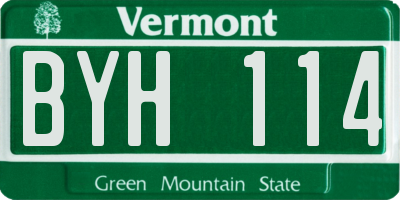 VT license plate BYH114