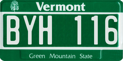 VT license plate BYH116
