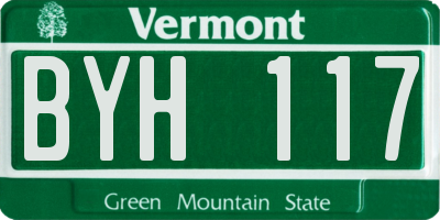 VT license plate BYH117