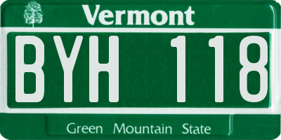VT license plate BYH118