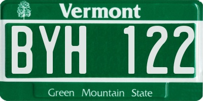 VT license plate BYH122