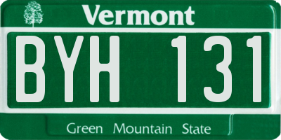 VT license plate BYH131