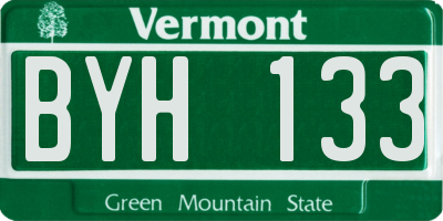 VT license plate BYH133
