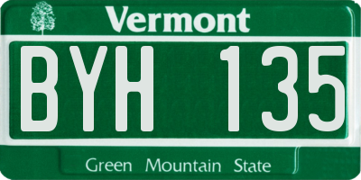 VT license plate BYH135