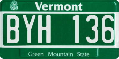 VT license plate BYH136