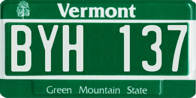 VT license plate BYH137