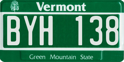 VT license plate BYH138