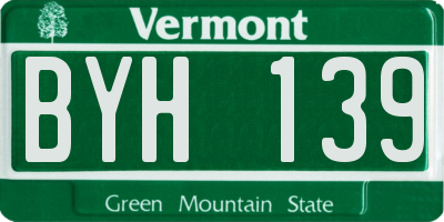VT license plate BYH139