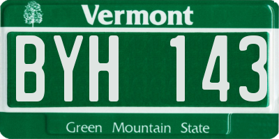 VT license plate BYH143