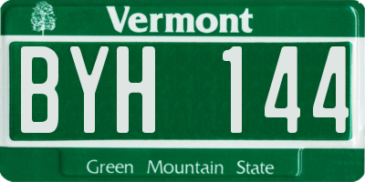 VT license plate BYH144