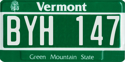 VT license plate BYH147