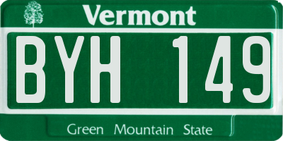 VT license plate BYH149