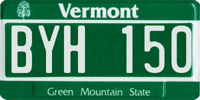 VT license plate BYH150