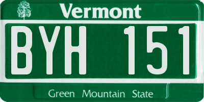 VT license plate BYH151