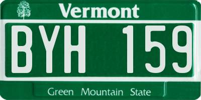VT license plate BYH159