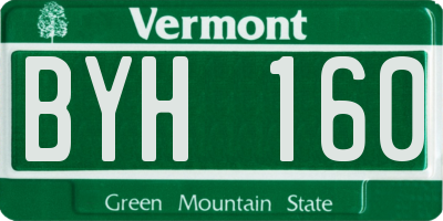 VT license plate BYH160