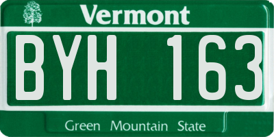 VT license plate BYH163
