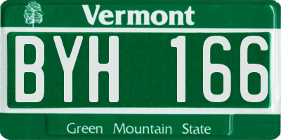VT license plate BYH166