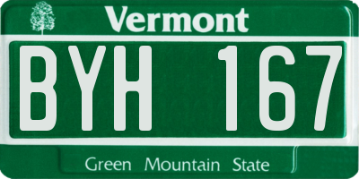 VT license plate BYH167